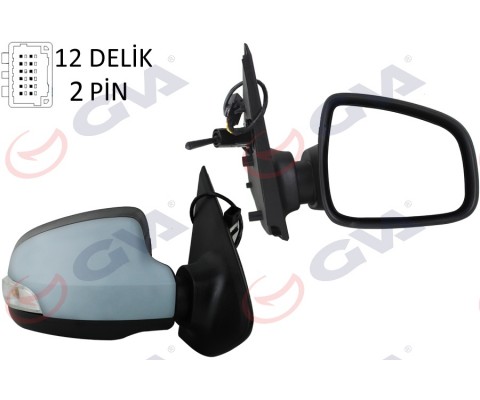 DIŞ DİKİZ AYNASI SAĞ SYMBOL-SANDERO 13 1 MEKANİK SİNYALLİ ASTARLI KONVEKS 2 FİŞ VM-6129PR