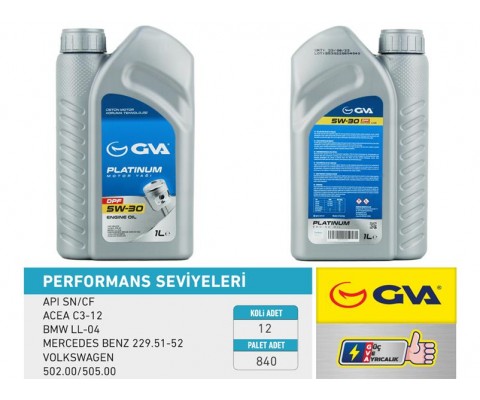 MOTOR YAĞI 5W30 1 LT PLATINUM PARTİKÜLLÜ-DPF TAM SENTETİK API SN/CF