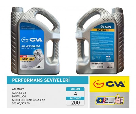 MOTOR YAĞI 5W30 4 LT PLATINUM PARTİKÜLLÜ-DPF TAM SENTETİK API SN/CF