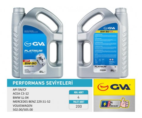 MOTOR YAĞI 5W30 5 LT PLATINUM PARTİKÜLLÜ-DPF TAM SENTETİK API SN/CF