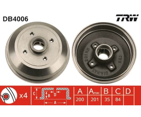 ARKA FREN KAMPANASI CORSA A 83-92 -CORSA B-TIGRA A 93-02 ABS SİZ