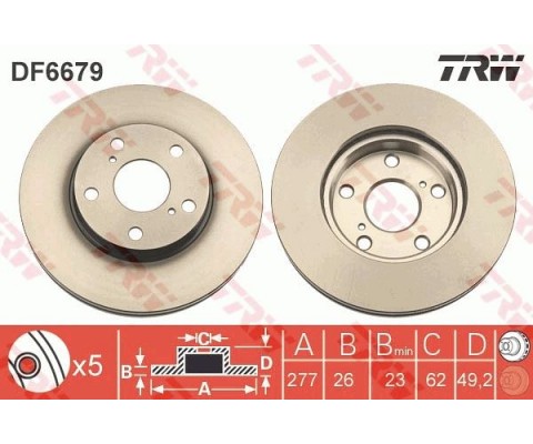 ÖN FREN AYNASI AURIS-COROLLA 1.4D 12 5B 277mm