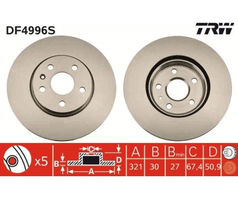 ÖN FREN AYNASI INSIGNIA A 08 SAAB 9-5 YS3G 10 17 JANT 321x30x5DLxHAVALI 13502214-569422