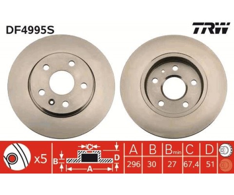 ÖN FREN AYNASI INSIGNIA A 08 SAAB 9-5 YS3G 10 16 JANT 296x30x5DLxHAVALI 13501307-569063