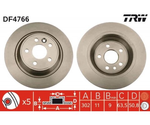 ARKA FREN DISK AYNASI MONDEO IV S MAX GALAXY 07 14 KUGA I 08 12 / EVOQUE 12-18 302mm