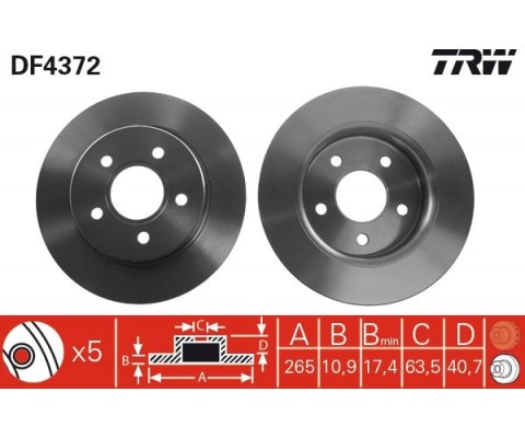 ARKA FREN DISK AYNASI FOCUS II 04 C MAX 07 1.6TI 16V 1.6TDCI 1.8 MAZDA III 03 OLCU 265 11 5 BIJON