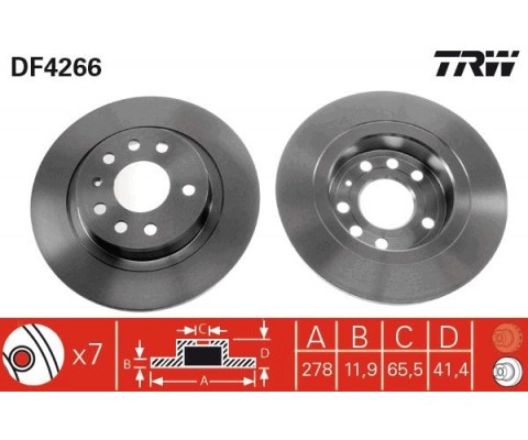 ARKA FREN AYNASI VECTRA C 02 SIGNUM 03 SAAB 9.3 02 CROMA 05 278x12x5DL DOLU