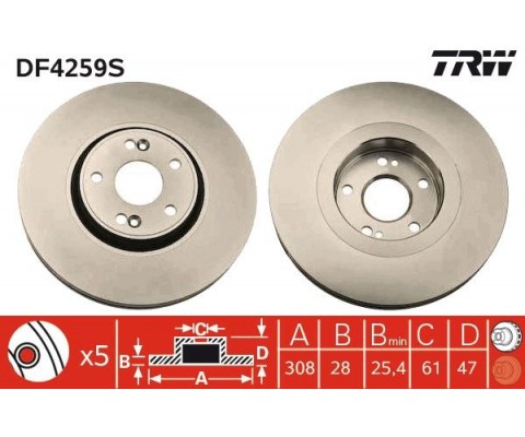 ÖN FREN AYNASI ADET LGN 2.0 16V TURBO 03 2.2DCI 05 3.0 V6 24V 01 308x28x5DLxHAVALI