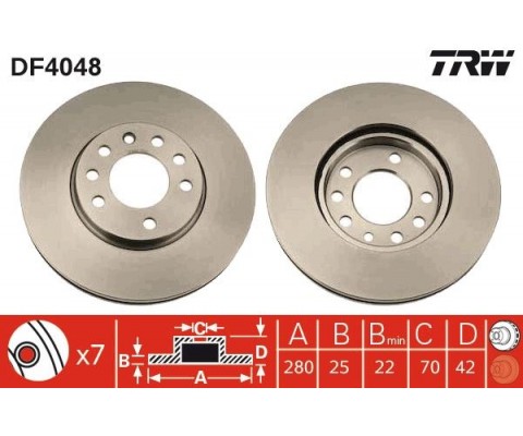 ÖN FREN AYNASI ASTRA H 04 COMBO C 03 MERIVA B 10 ZAFIRA B 05 280x25x5DL HAVALI 95526655