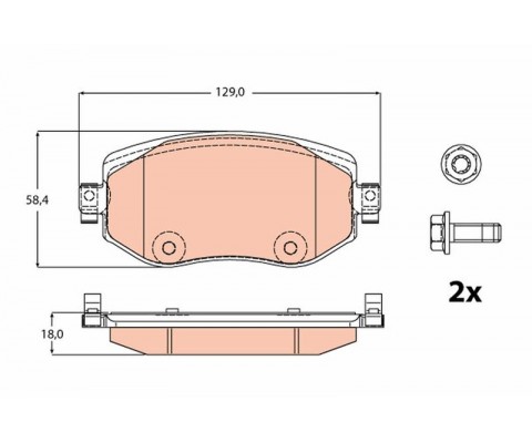 ÖN FREN BALATASI RENAULT MEGANE IV 15 TÜM MOTOR TİPLERİ G:129MM Y:58.4 MM K:18MM