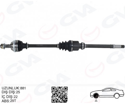 KOMPLE AKS SAG ON PEUGEOT 306 7B.N3.N5 1.6i M-T ABSLI 29 DIS 93-02