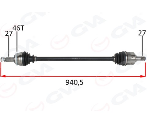 KOMPLE AKS SAĞ HYUNDAI İ30 1.6L D4FB CRDi Dizel 07-11 ABS li 27x27 - ABS 46 diş komple boy 954mm