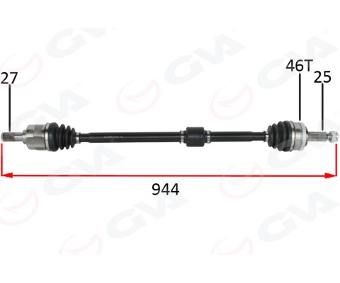 KOMPLE AKS SAĞ HYUNDAI İ30 1.4L 1.6L G4FA G4FC Benzinli 07-11 ABS li 27x25 - ABS 46 diş komple boy 941mm