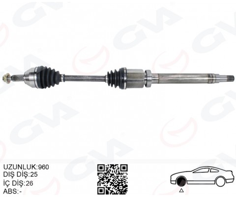 ÖN KOMPLE AKS SAĞ TRANSIT CONNECT 1.8 TDCI 02 14 75-90-110PS 960mm