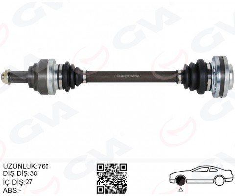 KOMPLE AKS ARKA SOL BMW E81 E82 E87 E88 E90 E91 E92 E93 600MM DİŞ 30