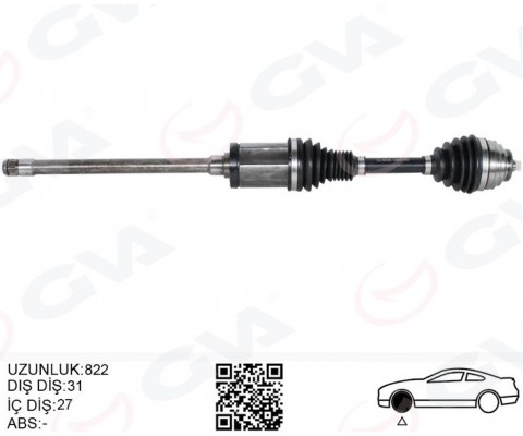 KOMPLE AKS ÖN SAĞ BMW X1 E84 09 15 822MM DİŞ 31 DİFERANSİYEL DİŞ 27