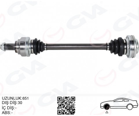 KOMPLE AKS SAĞ/SOL BMW E60 E63 E64 E65 E66 E87 E90 E92 E93 E81 E82 651MM DİŞ 30