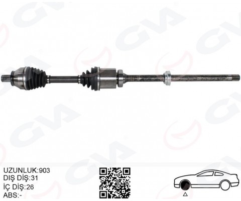 KOMPLE AKS ÖN SAĞ FREELANDER 2 L359 2.2 TD4 06 14 UZUNLUK 1.002MM DİŞ 40 DİFERANSİYEL DİŞ 28