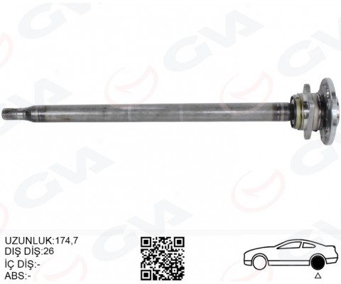 AKS MILI ARKA SAG INCE UZUN 893mm MERCEDES SPRINTER B906 . VW CRAFTER 30-35-50 Z:26-29 PORYALI