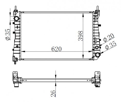 RADYATÖR BRAZİNG LINEA 1.3 JTD AC KLİMASIZ MEK 621x395x26