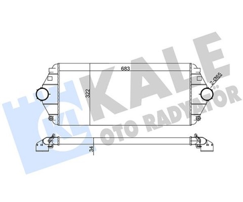 TURBO RADYATÖRÜ INTERCOOLER SCUDO-EXPERT-EVASION-JUMPY-806 1.9TD-2.0HDI AL/PL/BRZ 683x322x34