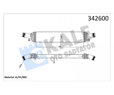 TURBO RADYATÖRÜ INTERCOOLER AUDI A4-A5-A6-Q5 2.0TFSI-1.8TFSI-2.0TDI 08 665X134.4X58 AL-PL-BRZ