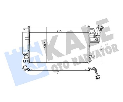 KLİMA KONDENSERİ HYUNDAI SONATA 2.4-3.3 05 TUCSON-SPORTAGE 2.0 CRDİ-2.7 04-10 AL/AL 610x375x16