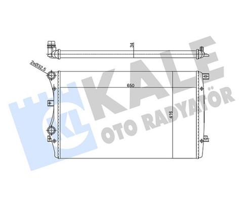 SU RADYATÖRÜ AUDI A3-SEAT ALTEA-LEON-TOLEDO III-SKODA OCTAVIA III-SUPERB II-YETİ II-VW BEETLE-CADDY II-IV-EOS-GOLF V-VI-JETTA III-IV-PASSAT-SCIROCCO-TOURAN 1.4TSI 1.9TDI 04 MT MEKANİK 650X416X34