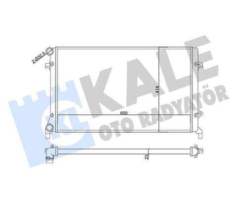 SU RADYATÖRÜ AUDI A3-SEAT ALTEA-LEON-TOLEDO III-SKODA OCTAVIA-YETI-VW CADDY III-EOS-GOLF V-VI-JETTA III-PASSAT-TOURAN 1.4 1.6 2.0 FSI 03 AT MT AC NAC MEKANİK 650x414x23 1K0121251DL-1K0121251AP