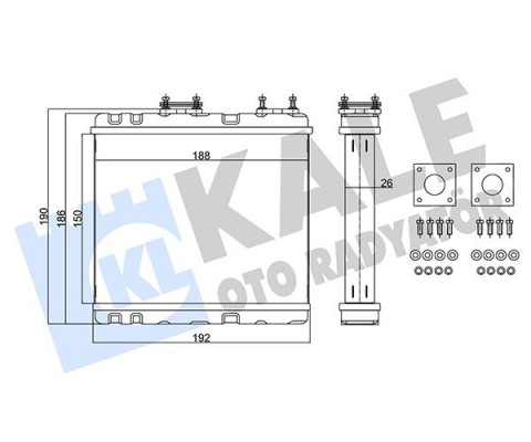 KALORİFER RADYATÖRÜ NISSAN ALMERA 1.4 1.6 95-00 PRIMERA-SUNNY 1.6 2.0 90 SUBARU LEGACY 1.8 2.0 2.2 89-94 BORUSUZ-CONTA CİVATA İLAVELİ BRAZING AL-AL 150x188x26 2714085E00-271401