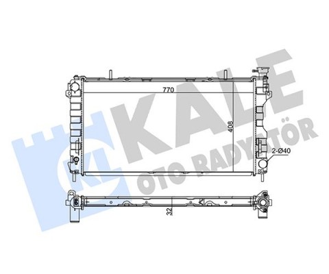 RADYATÖR CHRYSLER VOYAGER IV-DODGE CARAVAN 3.3 3.8 00 08 AT-MT AC-NAC BRAZING 770X408X32 SU RAD YATÖRÜ