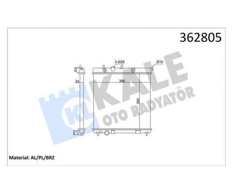 RADYATÖR PEUGEOT 207 1.4-1.6 16V 07 13-208 1.6 1.6GTI 12 CITROEN C3 II-DS3 1.4-1.6 VTI 1.4LPG 09 TU 3JP MT BRAZING 26MM SU RADYATÖRÜ