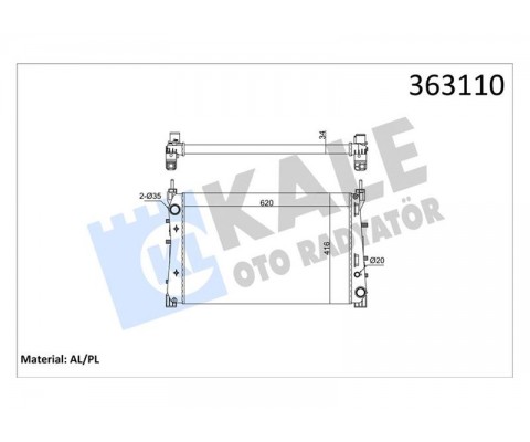 BRAZING VERSİYONU KL195500 FIAT LINEA PUNTO EVO 1.3/1.6 MJTD 1.4TJET 07 12 MT MEKANİK 620X416 X34 SU RADYATÖRÜ