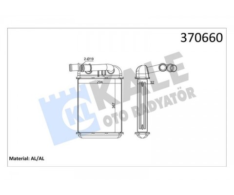 KALORİFER RADYATÖRÜ Q7-TOUAREG 3.0TDI V6 24V 06-15 CAYENNE 3.0 DIESEL 3.6 10 BORULU 367X294X32