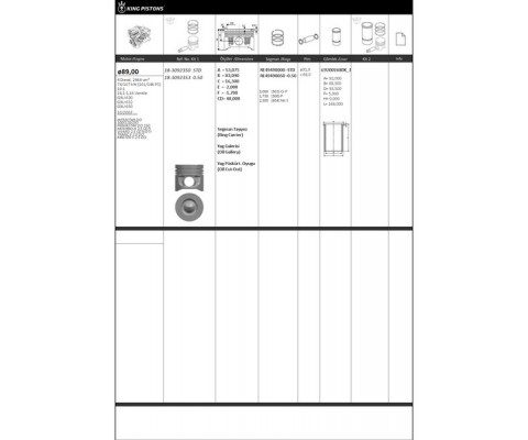 PİSTON KİTİ 1 89 STD OPEL-NISSAN-RENAULT-VAUXHALL INTERSTAR DCI 100/120/150 PRIMASTAR DCI 150 MOVA NO-A 2.5 CDTI VIVARO 2.5 CDTI/DTI TRAFIC II 2.5 DCI MASTER II 2.5 DCI G9U 630-G9U 632-G9U 650