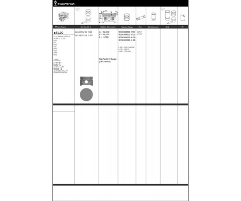 PİSTON KİTİ 1 81 STD VW-AUDI-SKODA-SEAT GOLF VI 18 BORA 18 PASSAT 18 AUDİ A3 I 1.8 I AUDİ A4 1.8 A UDİ A6 1.8 AUDİ CABRİOLET 1.8 I SKODA OCTAVİA 20V AGN-APT-ARG-AJP-APG-AQE-ARH-AVV-