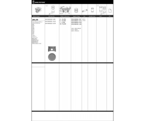 PİSTON KİTİ 1 81 STD VW-AUDI-SKODA-SEAT GOLF VI 18 T BORA 18 T PASSAT 18 T AUDİ A3 I 1.8 T AUDİ A4 1.8 T AUDİ A6 1.8 T AUDİ TT 1.8 T SKODA OCTAVİA TURBO AEB-AGU-AJH-ANB-APH-APU-AQA-ARZ-AVC