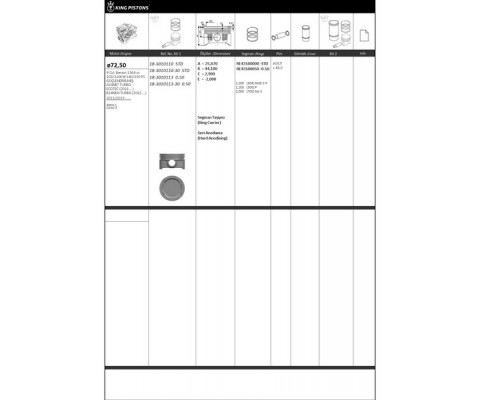 PİSTON KİTİ 1 72.5 0.50 OPEL ASTRA J CORSA E GÜÇLENDİRİLMİŞ-A14NET TURBO-ECOTEC 2011 ... -B14N