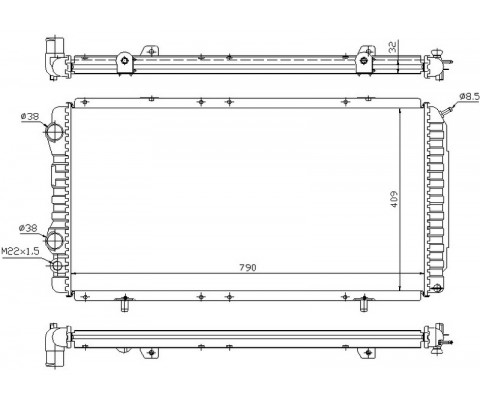 RADYATÖR BOXER-DUCATO-JUMPER 97-02 1.9D-2.5D-2.8HDI AC MEK 790x415x34