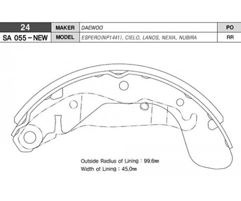 ARKA KAMPANA PABUÇ BALATA OPEL CORSA C / VECTRA A / ASTRA F / DAEWOO NUBIRA 1.6L 2.0L J100 97-05 / L ANOS 1.5L 97-05 / ESPERO 1.5L 1.8L 2.0L 95-99 / NEXIA 1.5L 95-97