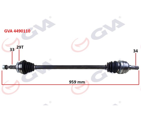 KOMPLE AKS SAĞ VECTRA B 1.6İ-1.8İ-2.0İ 95-03 ABS Lİ 29 DİŞ 959mm