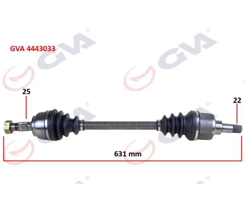 KOMPLE AKS SOL PEUGEOT 307 1.4i MAN. 00-07 631mm