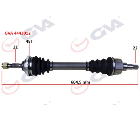 KOMPLE AKS SOL PEUGEOT 206 1.6i 98-06 TU5 ABS Lİ 48 DİŞ 604mm