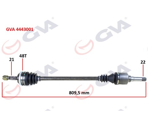 KOMPLE AKS SAĞ PEUGEOT 106 II 1.4i 96-02 ABS Lİ 48DİŞ 809mm