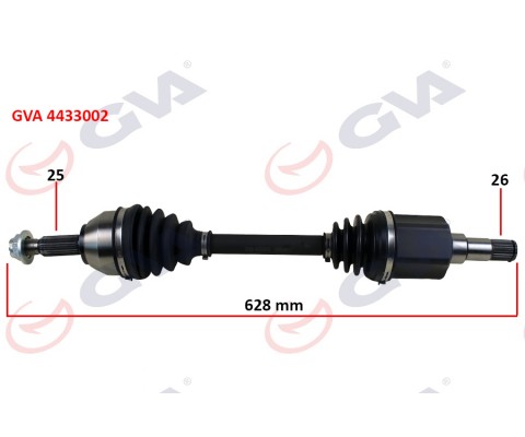 ON KOMPLE AKS SOL TRANSIT CONNECT 1.8 TDCI 02 14 75 -90-110PS 628mm