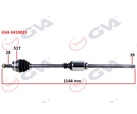 KOMPLE AKS SAĞ MASTER 2 2.5 DCİ 98-10 ABS Lİ 51DİŞ 1144mm