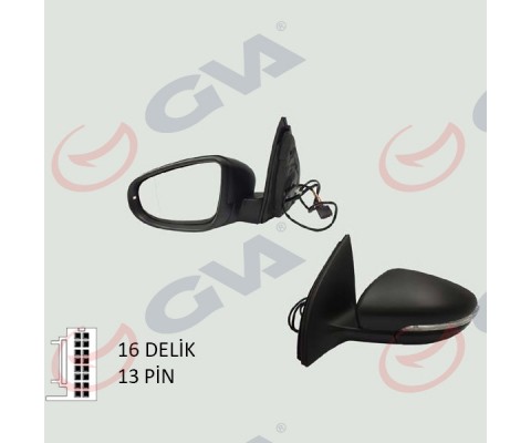 DIŞ DİKİZ AYNASI SOL GOLF 09 ELEKTRİKLİ ISITMALI SİNYALLİ ASFERİK 6 FİŞ VM-6197EHPAL