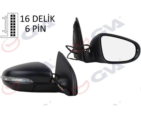 DIŞ DİKİZ AYNASI SAĞ GOLF 09 ELEKTRİKLİ ISITMALI SİNYALLİ KONVEKS 6 FİŞ VM- 6197EHPR