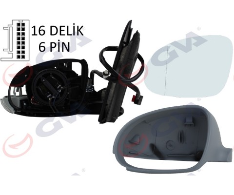 DIŞ DİKİZ AYNASI SOL GOLF 03 ELEKTRİKLİ ISITMALI SİNYALLİ ASTARLI ASFERİK 6 FİŞ VM-197EHPAL