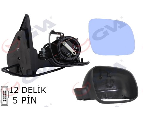 DIŞ DİKİZ AYNASI SAĞ GOLF-BORA 98 ELEKTRİKLİ ISITMALI SİYAH ASTARLI MAVİ CAM KÜÇÜK TİP 5 FİŞ VM-188R